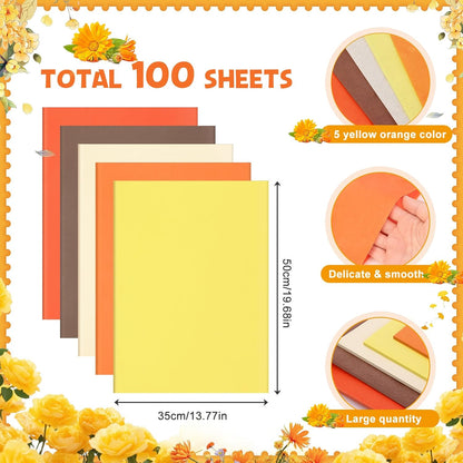 100Sheets Fall Tissue Paper 14 x 20 Orange Tissue Paper for Gift Bags Bulk | Autumn Gift Wrapping Paper Orange Yellow Brown Tissue Papers for Crafts Birthday Baby Shower Thanksgiving Harvest Party Decor