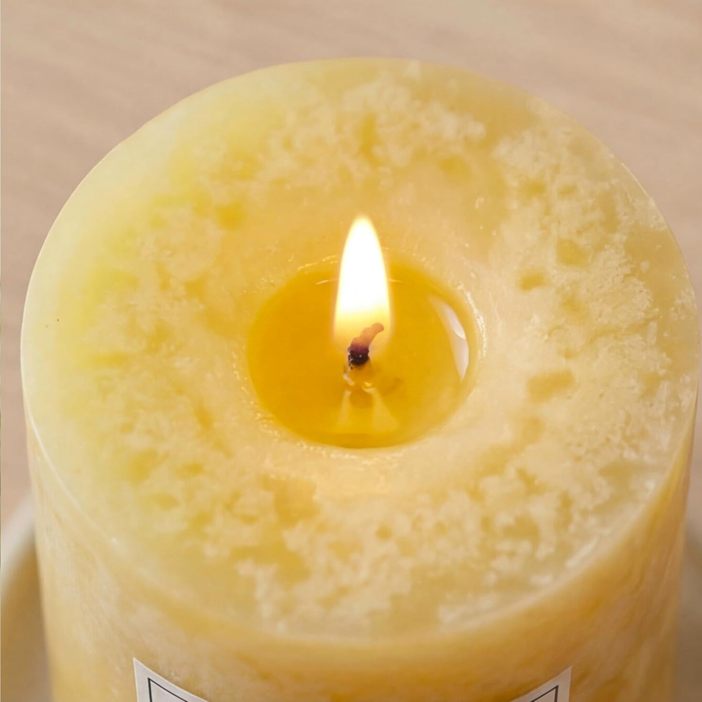 Essential Oil Orange and Lemongrass Scented Pillar Candle, Ambiance, 2.5 inch x 4 inch, Yellow