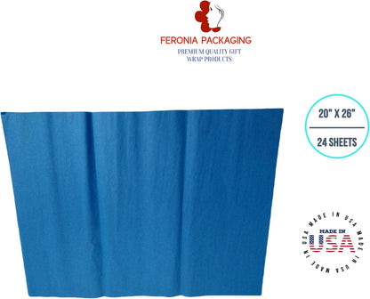 Dark Blue Tissue Paper Squares, Bulk 24 Sheets, Premium Gift Wrap and Art Supplies for Birthdays, Holidays, or Presents , Large 20 Inch x 26 Inch