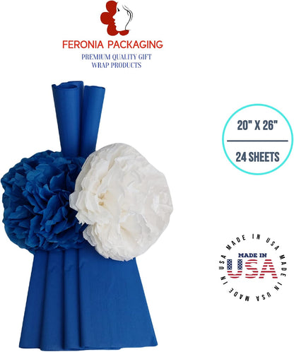 Dark Blue Tissue Paper Squares, Bulk 24 Sheets, Premium Gift Wrap and Art Supplies for Birthdays, Holidays, or Presents , Large 20 Inch x 26 Inch