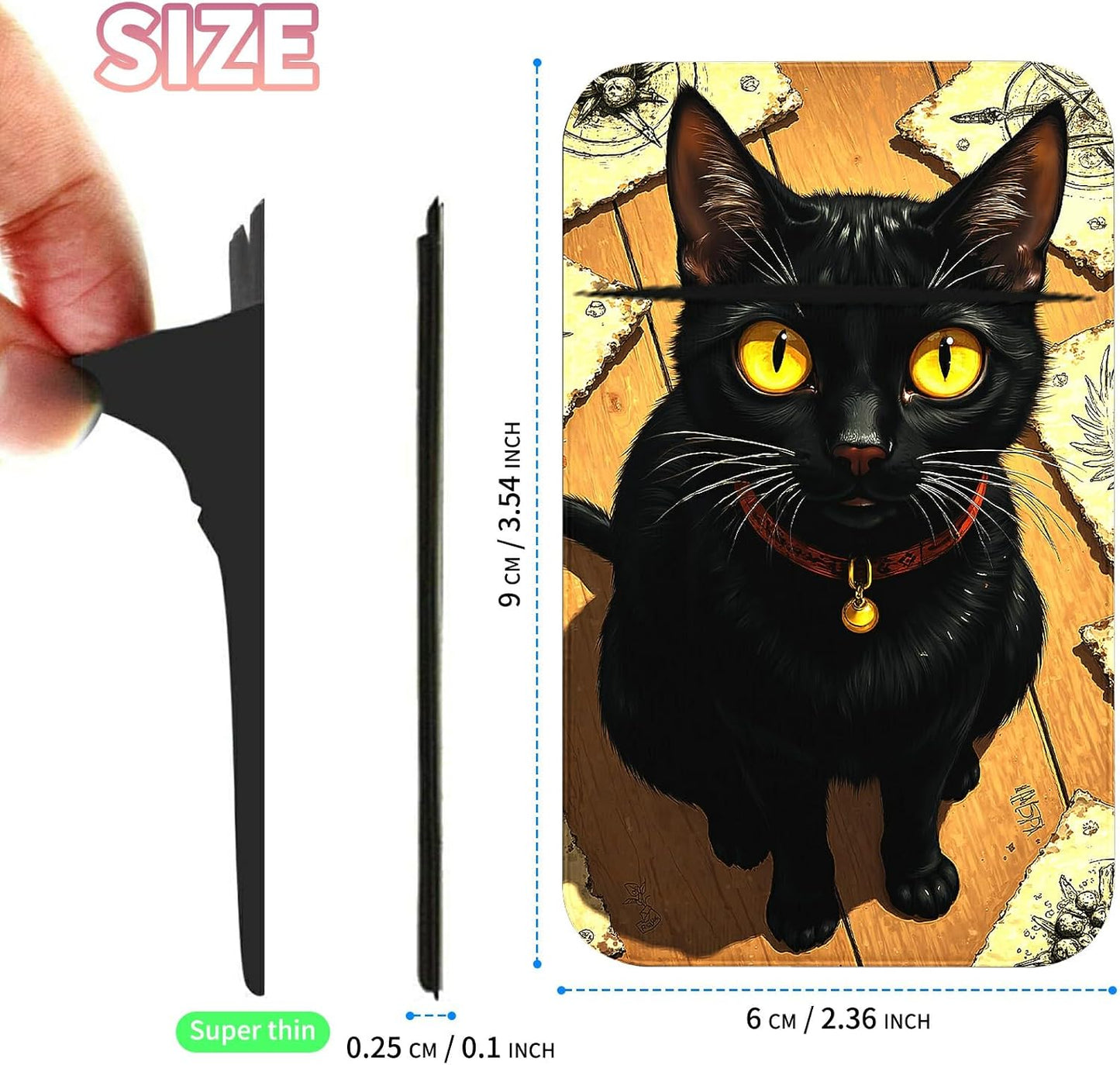 Phone Credit Card Holder Stick on, Cell Phone Pocket Self Adhesive Stretchy Stick on Wallet ID Credit Card Case Pouch Sleeve with Flap for All Smartphones, Yellow Eyed Cat