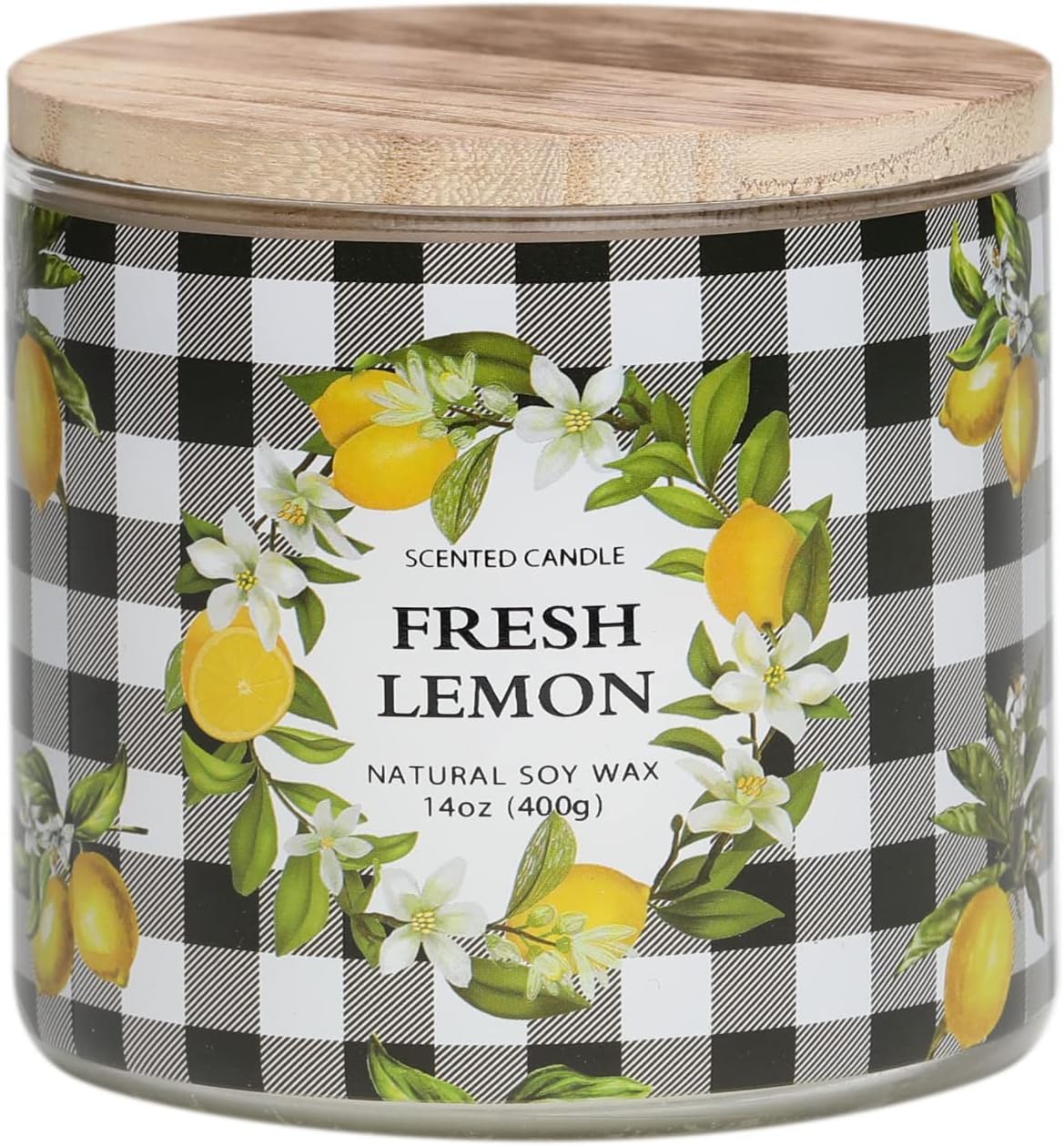 Lemon Candle, Fresh Lemon Scented Candle, Large 3 Wicks Candle, 14 oz