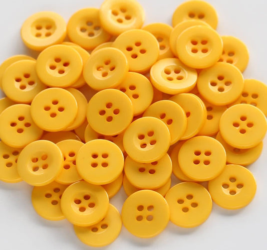 300PCS 1/2 Inch (12.5mm) Small Size Round 4 Holes Buttons Yellow Color Button for Sewing Clothing or DIY Crafts Projects Gift