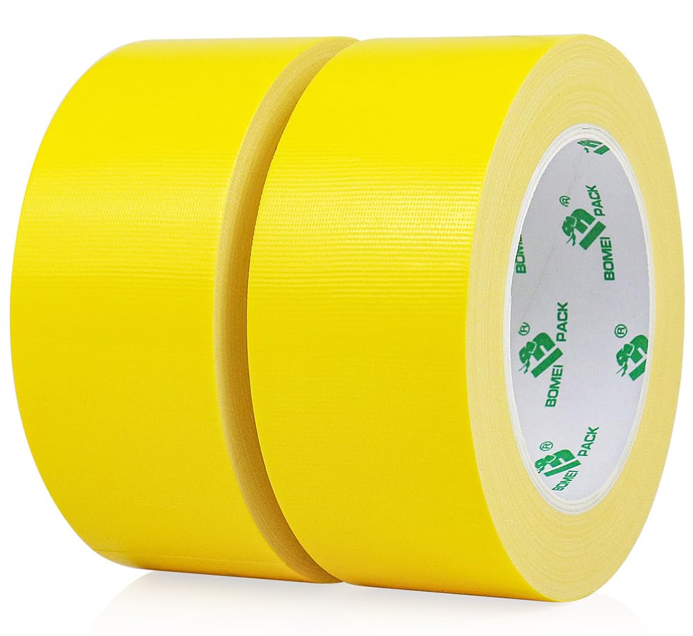 Light Yellow Duct Tape, 2Rolls Heavy Duty Strong Industrial Color Duct Tape 9.0 mil x 1.88inch x 30yds for Packing and Repairing