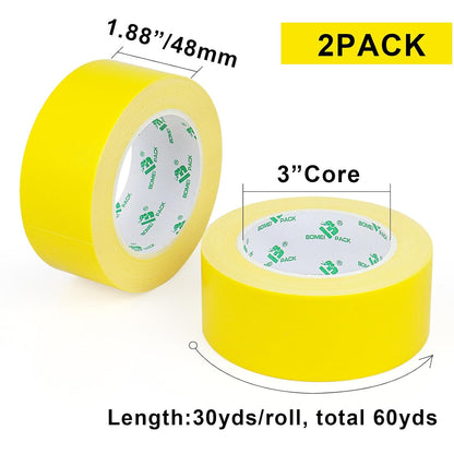 Light Yellow Duct Tape, 2Rolls Heavy Duty Strong Industrial Color Duct Tape 9.0 mil x 1.88inch x 30yds for Packing and Repairing