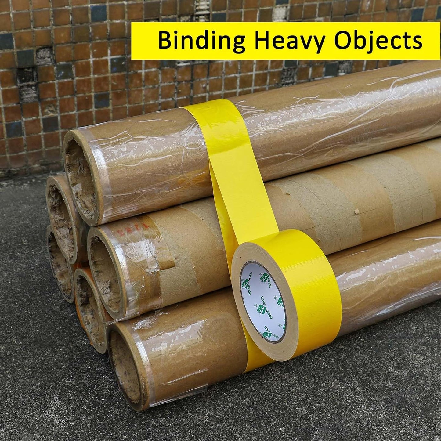 Light Yellow Duct Tape, 2Rolls Heavy Duty Strong Industrial Color Duct Tape 9.0 mil x 1.88inch x 30yds for Packing and Repairing
