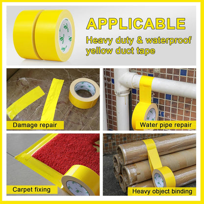 Light Yellow Duct Tape, 2Rolls Heavy Duty Strong Industrial Color Duct Tape 9.0 mil x 1.88inch x 30yds for Packing and Repairing
