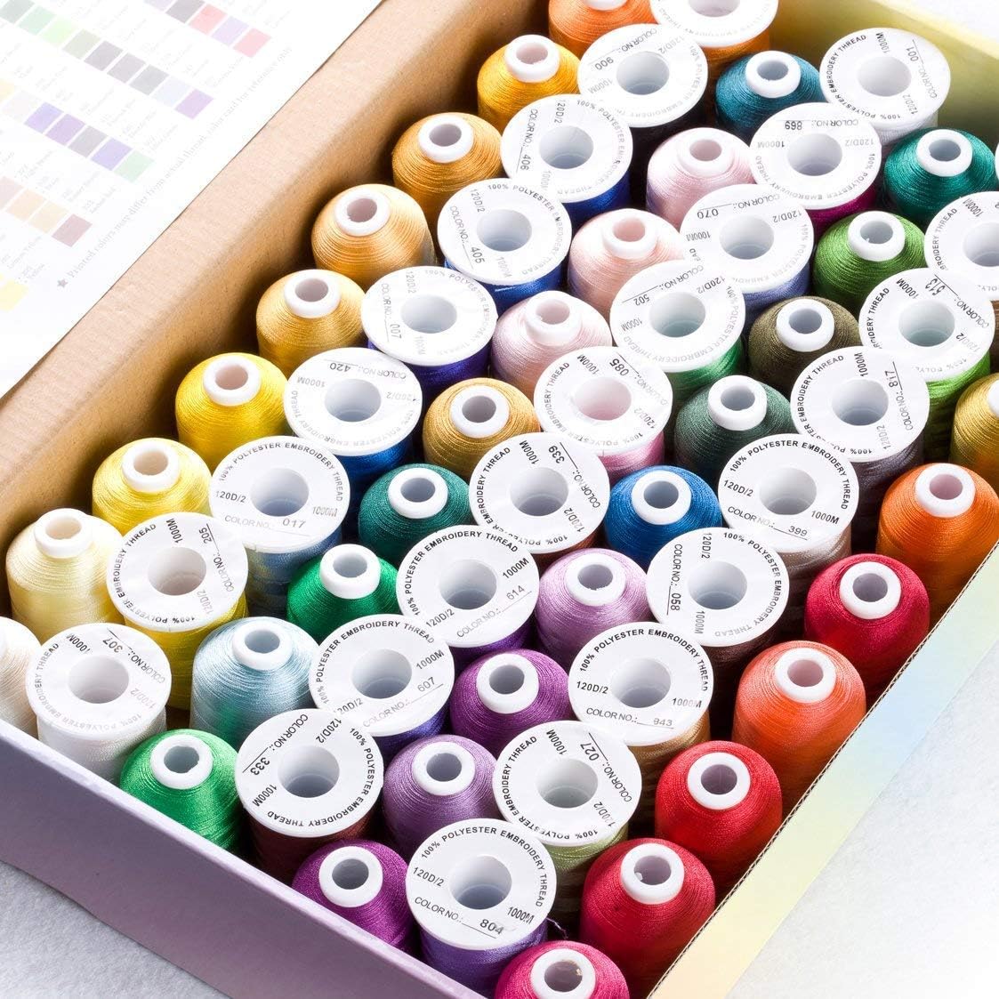 63 Colors Polyester Compatible with Brother Embroidery Machine Thread Kit 40 Weight Compatible with Brother Babylock Janome Singer Pfaff Husqvarna Bernina Embroidery Sewing Machines 550Y
