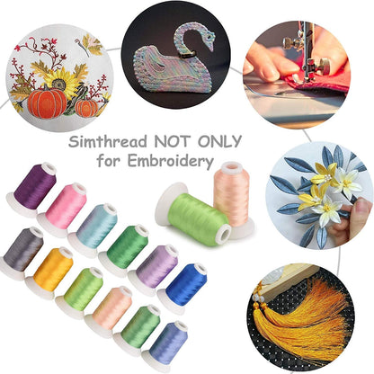 63 Colors Polyester Compatible with Brother Embroidery Machine Thread Kit 40 Weight Compatible with Brother Babylock Janome Singer Pfaff Husqvarna Bernina Embroidery Sewing Machines 550Y