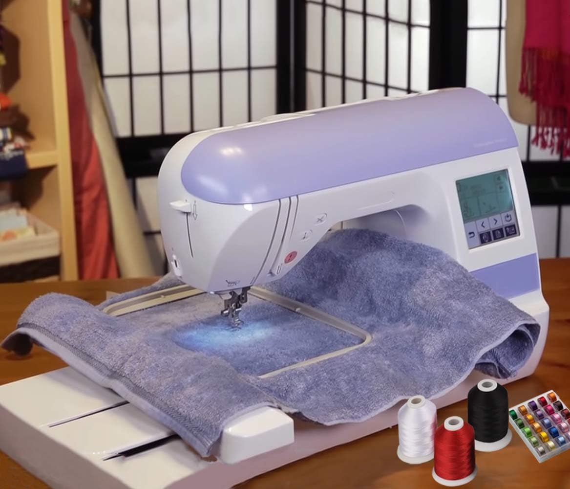 63 Colors Polyester Compatible with Brother Embroidery Machine Thread Kit 40 Weight Compatible with Brother Babylock Janome Singer Pfaff Husqvarna Bernina Embroidery Sewing Machines 550Y
