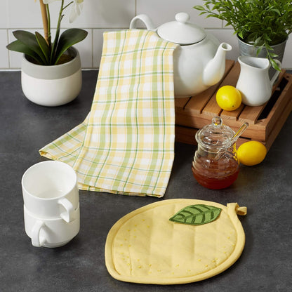 Gift Set Collection Kitchen Set, Potholder & Dishtowel Set, Lemon Plaid, 2 Piece
