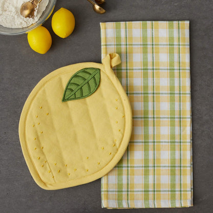 Gift Set Collection Kitchen Set, Potholder & Dishtowel Set, Lemon Plaid, 2 Piece