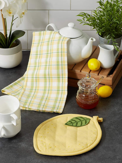 Gift Set Collection Kitchen Set, Potholder & Dishtowel Set, Lemon Plaid, 2 Piece