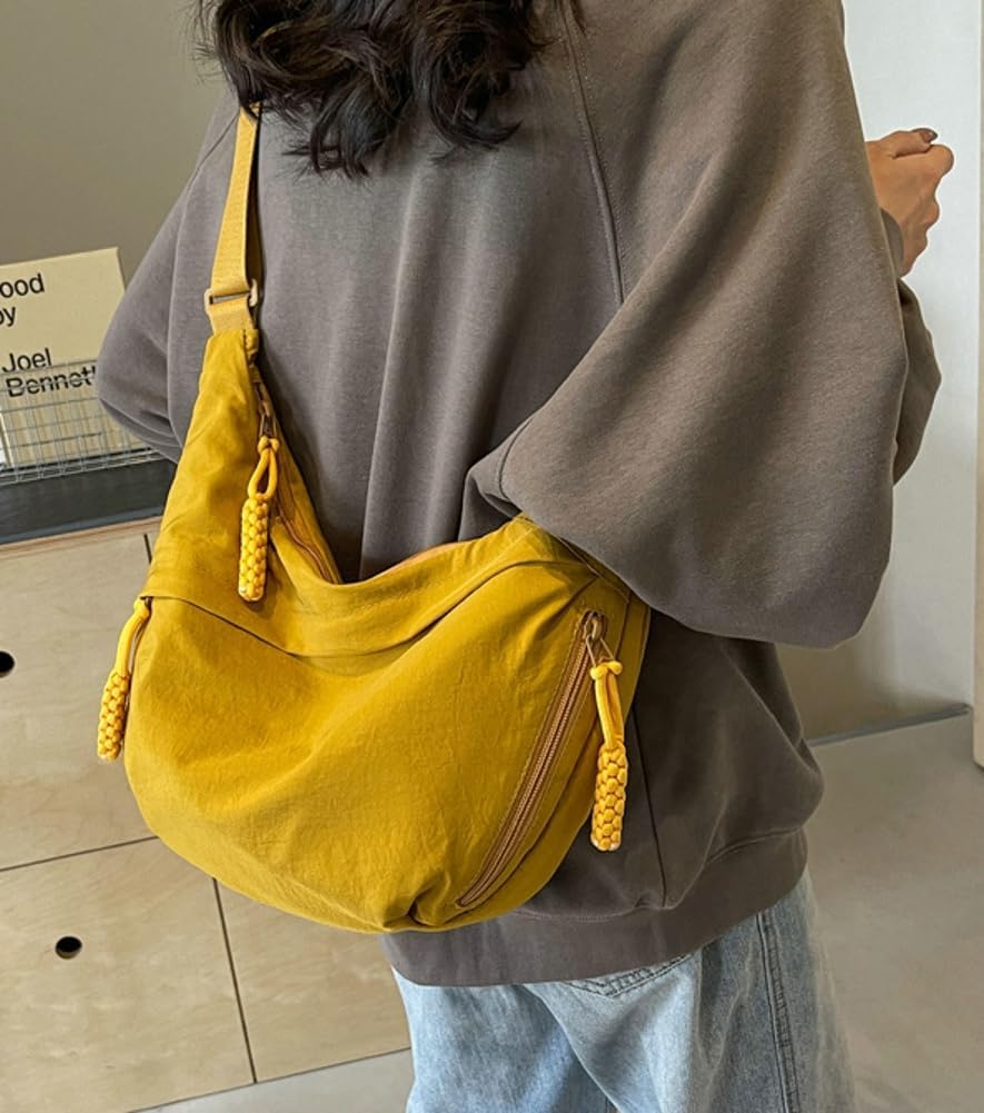 Hobo Bag for Women Men Crescent Shoulder Bag Retro Nylon Canvas Crossbody Bag Slouchy Corduroy Dumpling Bag Purse | Retro