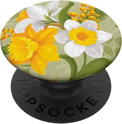 Yellow and white daffodil floral PopSockets PopGrip: Swappable Grip for Phones & Tablets
