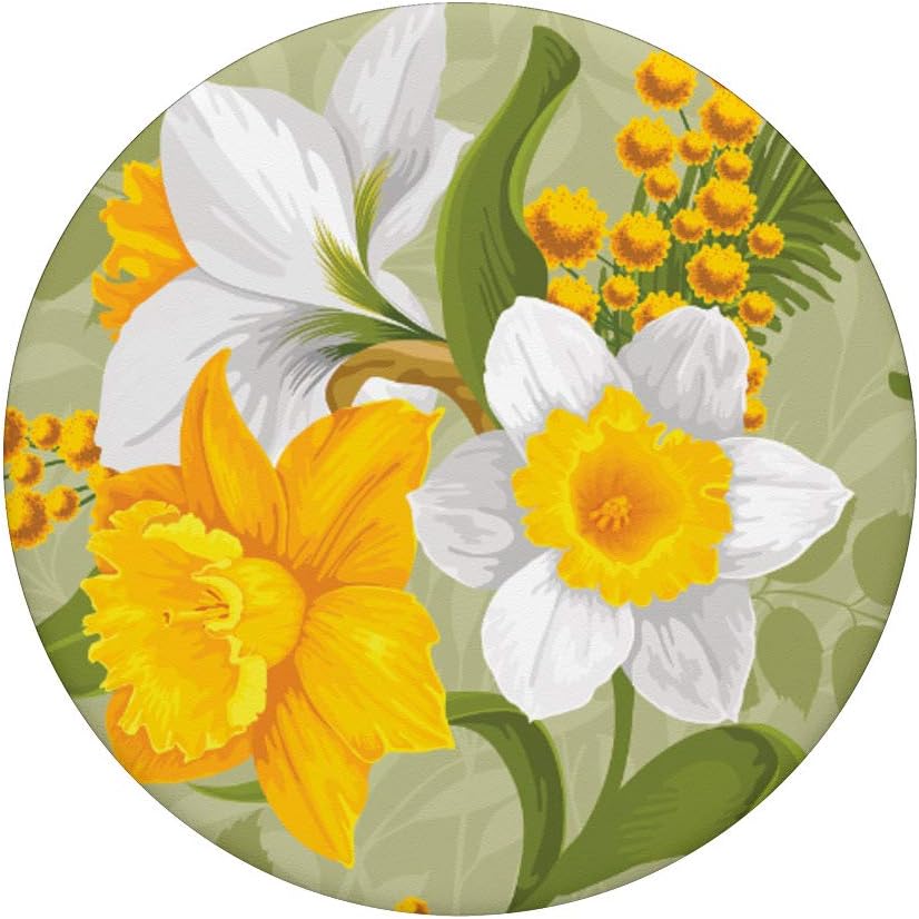 Yellow and white daffodil floral PopSockets PopGrip: Swappable Grip for Phones & Tablets