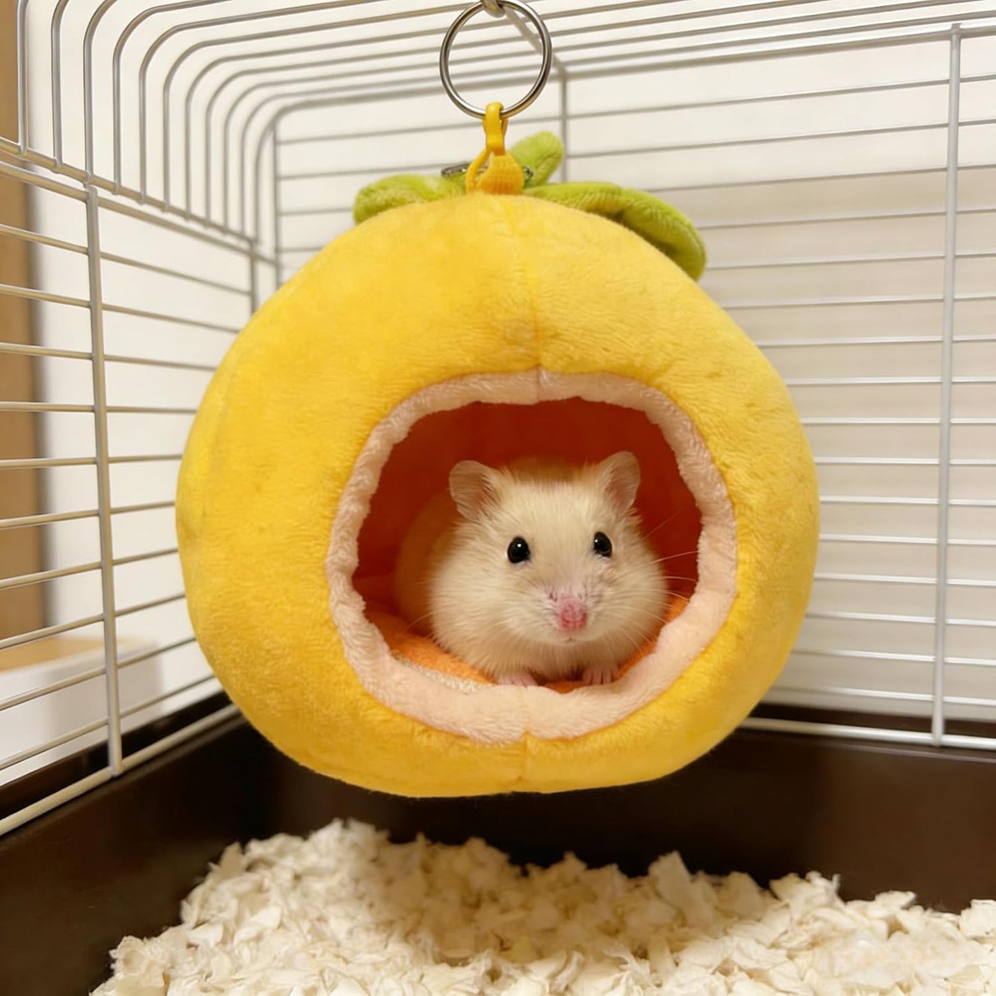 Guinea Pig Bed Hideout Hanging Cozy Warm House Cage Washable for Small Animal Bunny Hamster Ferret Dwarf Chinchilla (Yellow)