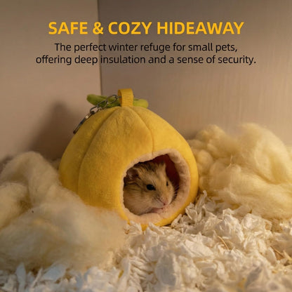 Guinea Pig Bed Hideout Hanging Cozy Warm House Cage Washable for Small Animal Bunny Hamster Ferret Dwarf Chinchilla (Yellow)