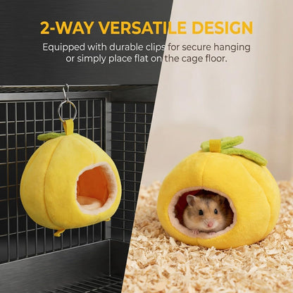 Guinea Pig Bed Hideout Hanging Cozy Warm House Cage Washable for Small Animal Bunny Hamster Ferret Dwarf Chinchilla (Yellow)