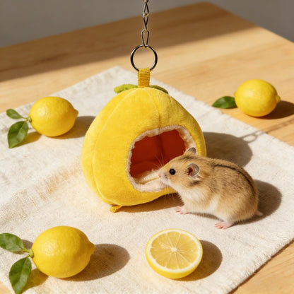 Guinea Pig Bed Hideout Hanging Cozy Warm House Cage Washable for Small Animal Bunny Hamster Ferret Dwarf Chinchilla (Yellow)