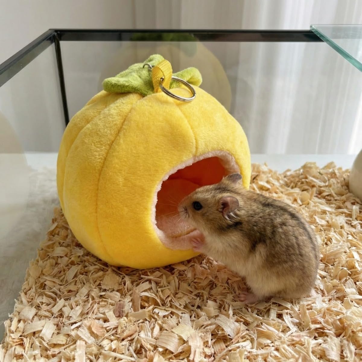 Guinea Pig Bed Hideout Hanging Cozy Warm House Cage Washable for Small Animal Bunny Hamster Ferret Dwarf Chinchilla (Yellow)