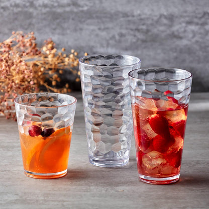 Iceberg - 16-Ounce Plastic Tumblers (Set of 8), All-Clear Reusable Plastic Cups, Stackable, BPA-Free, Shatter-Proof, Dishwasher-Safe