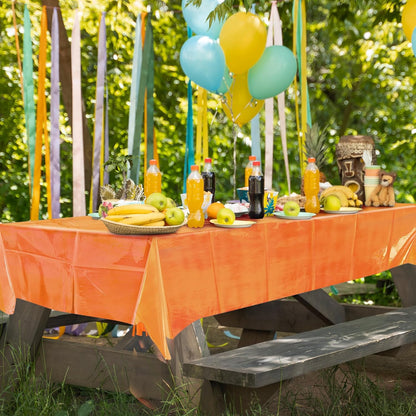 2 Pieces Orange & Yellow Iridescence Tablecloth, 40 x 108“ Disposable Shiny Laser Table Cloth, Glitter Plastic Tablecloths, Holographic Iridescent Table Cover for Party Decoration, Wedding and Banquet