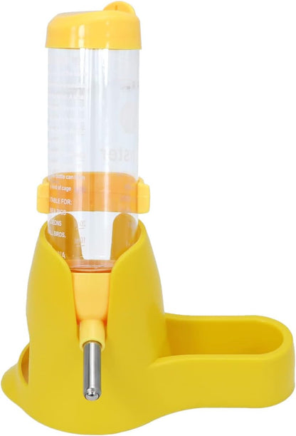 3 in 1 Hamster Water Bottle with Food Bowl Hideout Base 125ML Yellow | Water dispenser, food container, hideout, stable base, easy to refill, for glass tank/cage, dwarf hamster/mouse/gerbil, 4.2oz