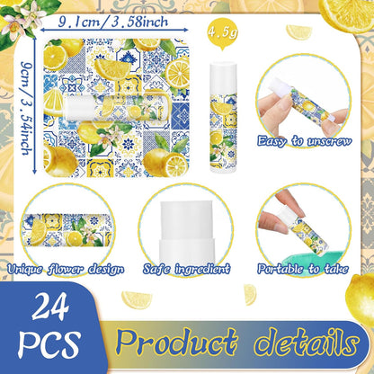 24 Pcs Italian Lemon Lip Balm Bulk Summer Lemon Party Favors Gifts