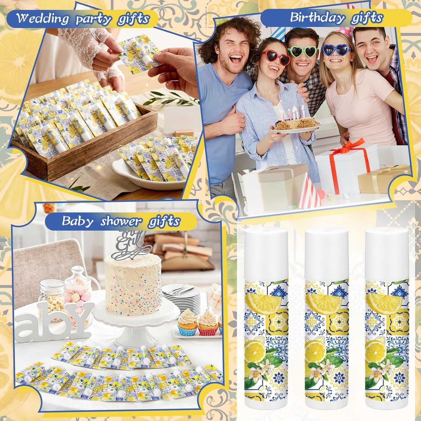 24 Pcs Italian Lemon Lip Balm Bulk Summer Lemon Party Favors Gifts