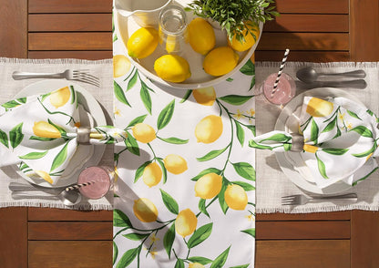 Lemon Bliss Outdoor Tabletop, Collection Stain Resistant & Waterproof, Table Runner, Table Runner, 14x72