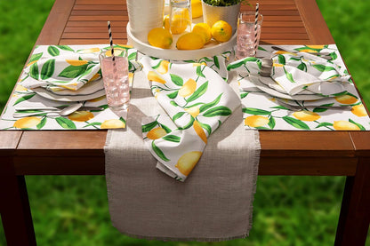 Lemon Bliss Outdoor Tabletop, Collection Stain Resistant & Waterproof, Table Runner, Table Runner, 14x72