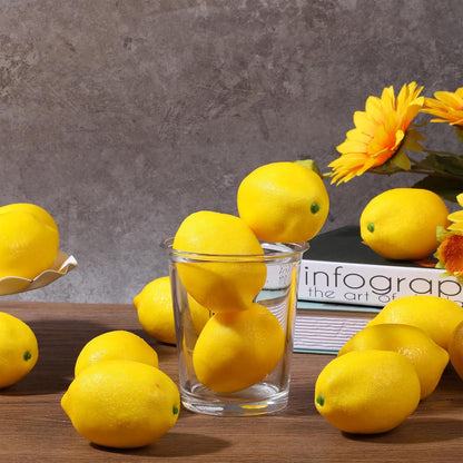 50 Pcs Fake Lemons 3.1 x 2.1 Inch Fake Fruit Faux Yellow Lemon Decor Lifelike Simulation Artificial Lemons for Party Table Summer Kitchen Vase Filler Wreath Garland Photography Prop Decoration