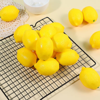50 Pcs Fake Lemons 3.1 x 2.1 Inch Fake Fruit Faux Yellow Lemon Decor Lifelike Simulation Artificial Lemons for Party Table Summer Kitchen Vase Filler Wreath Garland Photography Prop Decoration