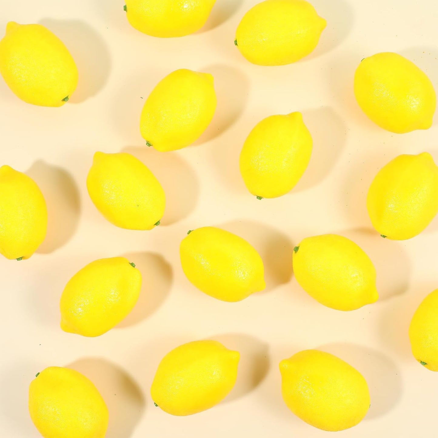 50 Pcs Fake Lemons 3.1 x 2.1 Inch Fake Fruit Faux Yellow Lemon Decor Lifelike Simulation Artificial Lemons for Party Table Summer Kitchen Vase Filler Wreath Garland Photography Prop Decoration