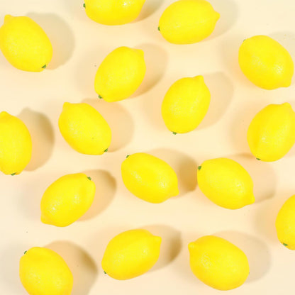 50 Pcs Fake Lemons 3.1 x 2.1 Inch Fake Fruit Faux Yellow Lemon Decor Lifelike Simulation Artificial Lemons for Party Table Summer Kitchen Vase Filler Wreath Garland Photography Prop Decoration