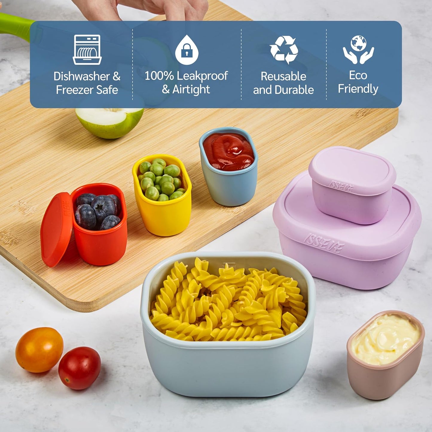 6Pcs/Set Nesting Silicone Food Storage Containers with Lids, BPA Free Reusable Meal Prep Silicone Containers Lunch Box Bento Box Set (33.8oz, 20oz, 10oz, 6.7oz, 1.3oz) (Yellow)