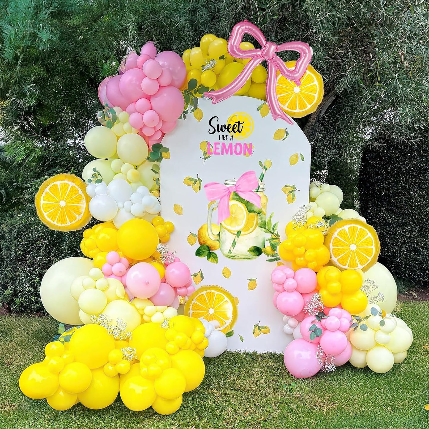 Yellow Pink Lemon Balloon Garland Arch kit with pastel Yellow Pearl White Balloons for Lemonade juicy one 1st Birthday Summer main squeeze Bridal Shower Girl Sweet Baby shower Decorations