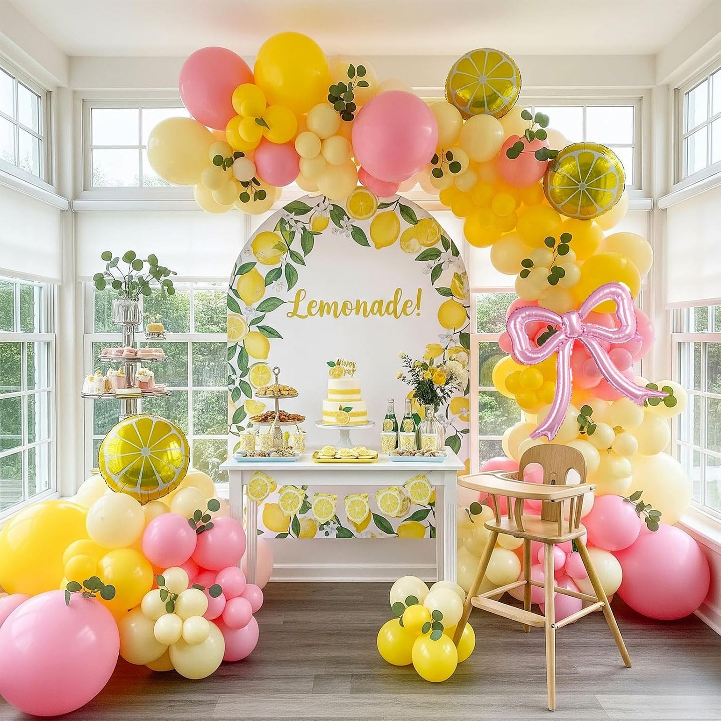 Yellow Pink Lemon Balloon Garland Arch kit with pastel Yellow Pearl White Balloons for Lemonade juicy one 1st Birthday Summer main squeeze Bridal Shower Girl Sweet Baby shower Decorations