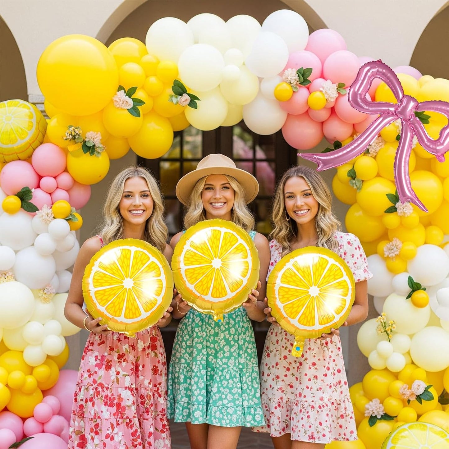 Yellow Pink Lemon Balloon Garland Arch kit with pastel Yellow Pearl White Balloons for Lemonade juicy one 1st Birthday Summer main squeeze Bridal Shower Girl Sweet Baby shower Decorations