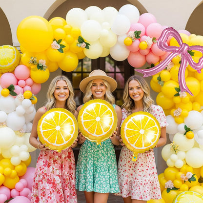 Yellow Pink Lemon Balloon Garland Arch kit with pastel Yellow Pearl White Balloons for Lemonade juicy one 1st Birthday Summer main squeeze Bridal Shower Girl Sweet Baby shower Decorations