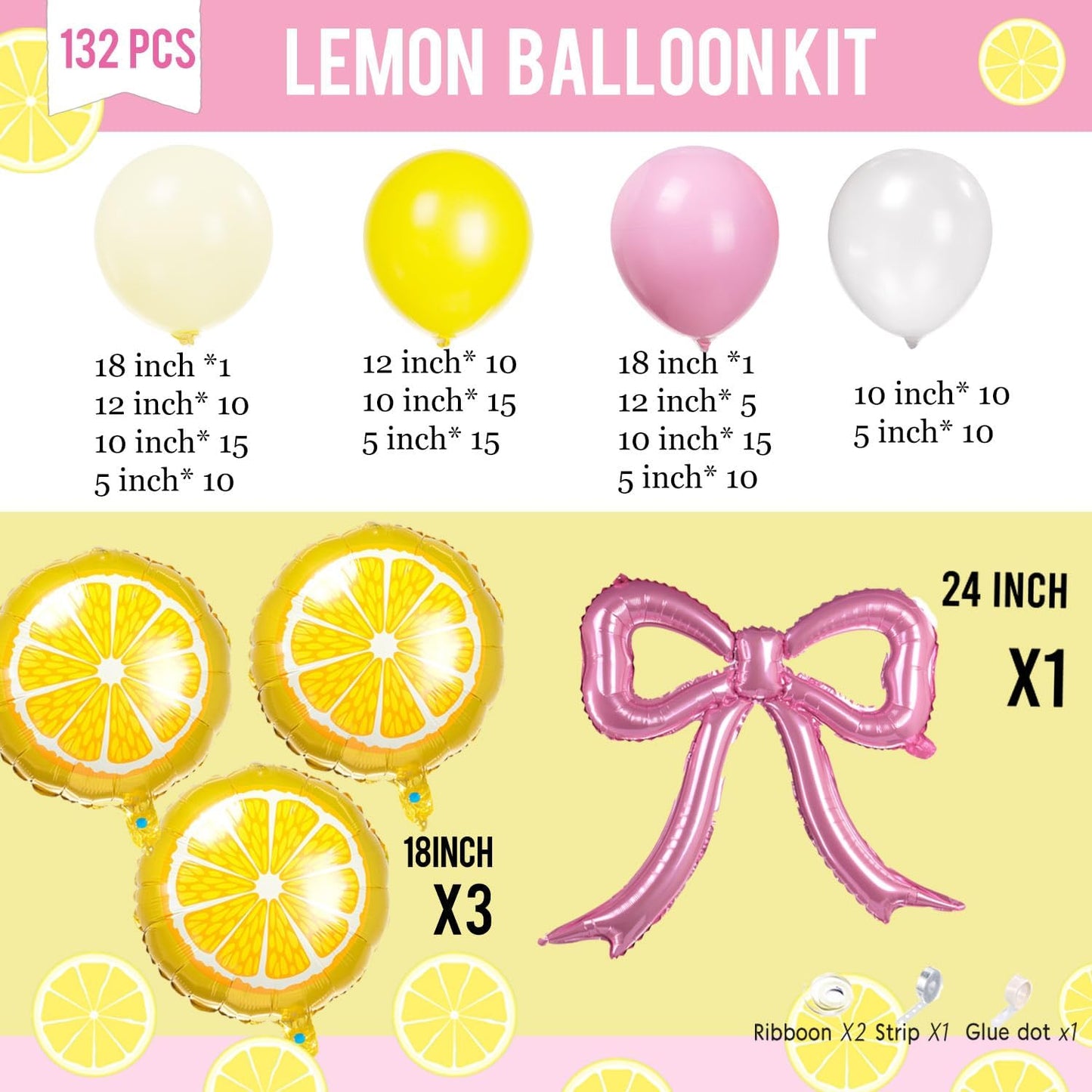 Yellow Pink Lemon Balloon Garland Arch kit with pastel Yellow Pearl White Balloons for Lemonade juicy one 1st Birthday Summer main squeeze Bridal Shower Girl Sweet Baby shower Decorations