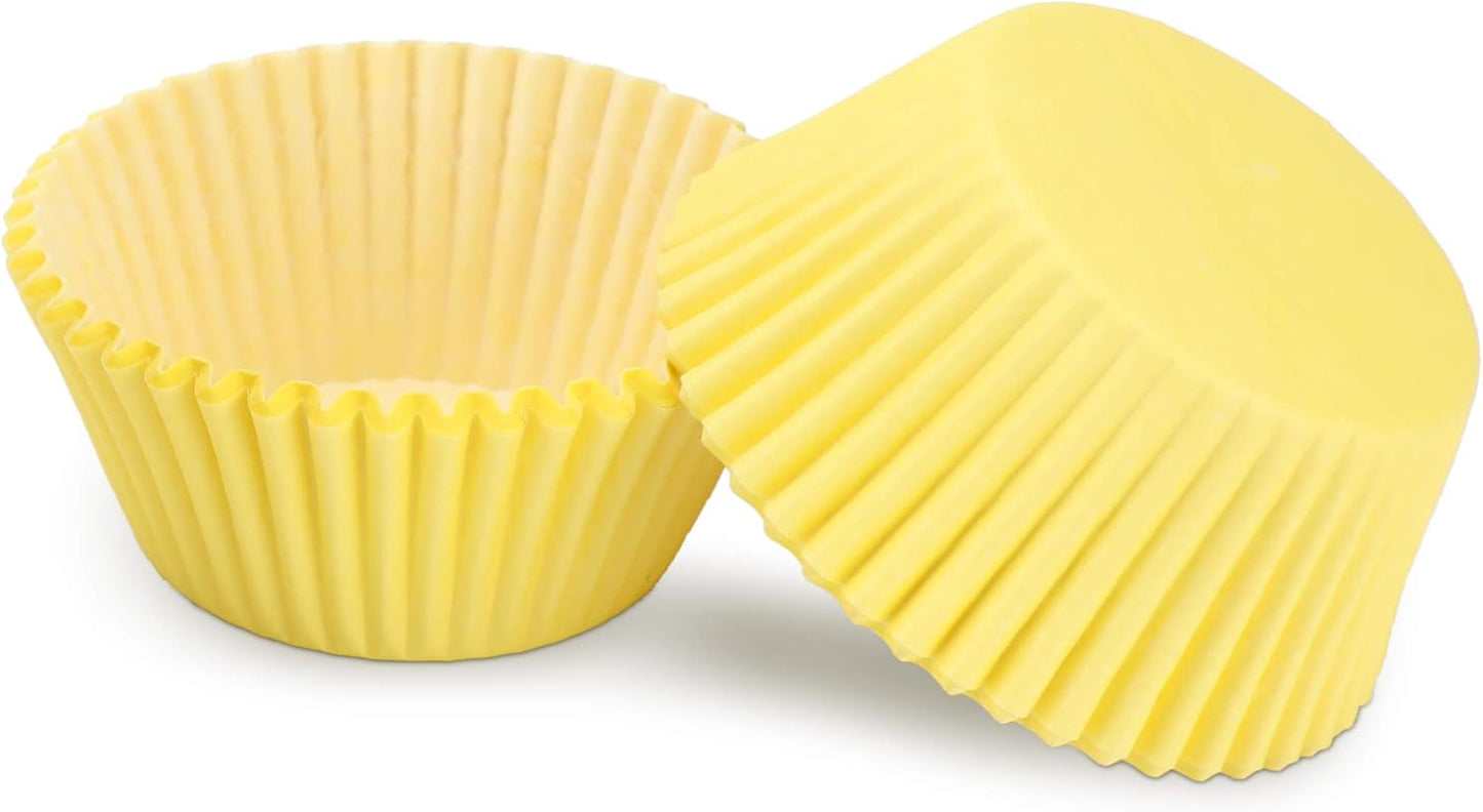 Yellow Baking Cups, 100 pieces Paper Cupcake Wrappers Nonstick Muffin Molds Baking Cup Holders for Wedding, Birthday, Baby Shower or Holiday Party