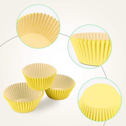 Yellow Baking Cups, 100 pieces Paper Cupcake Wrappers Nonstick Muffin Molds Baking Cup Holders for Wedding, Birthday, Baby Shower or Holiday Party