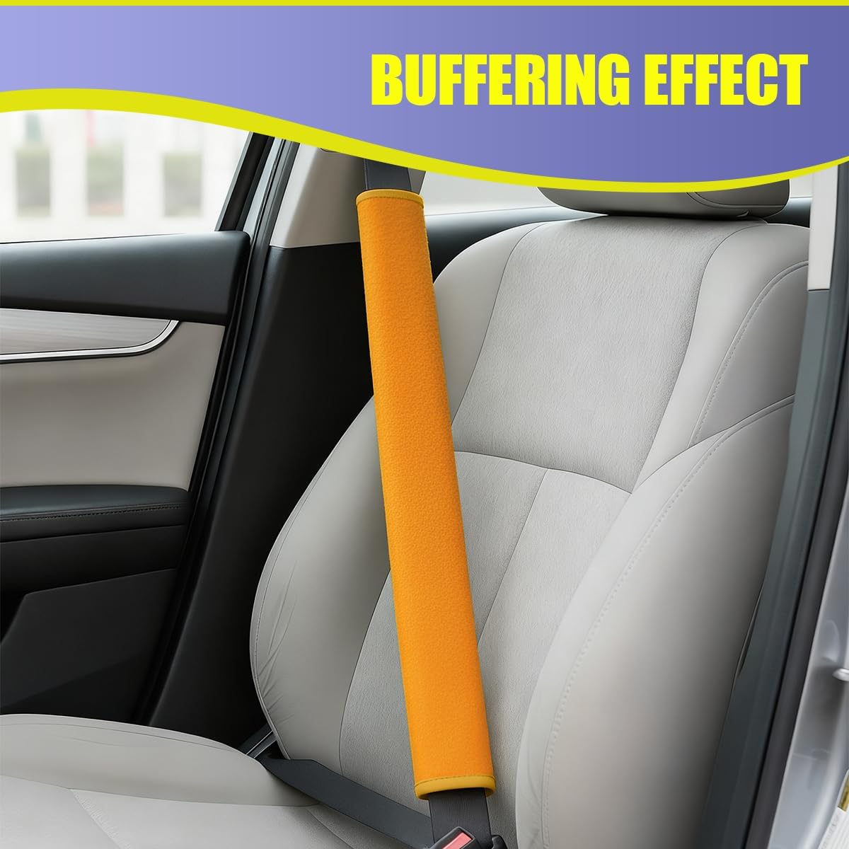 Car Seat Belt Pads Cover, Soft Comfort Shoulder Neck Cushion Protector, Automotive Seat Strap Pads, Universal Vehicle Interior Accessories for Women, Men (Yellow)