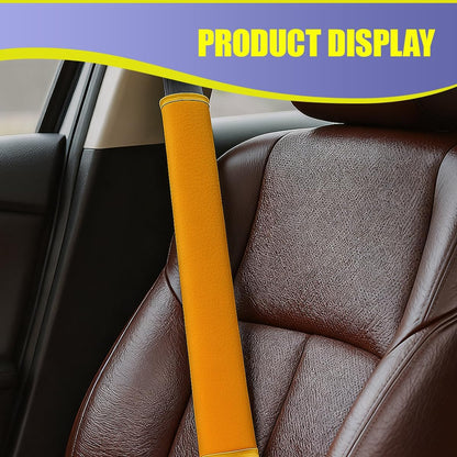Car Seat Belt Pads Cover, Soft Comfort Shoulder Neck Cushion Protector, Automotive Seat Strap Pads, Universal Vehicle Interior Accessories for Women, Men (Yellow)