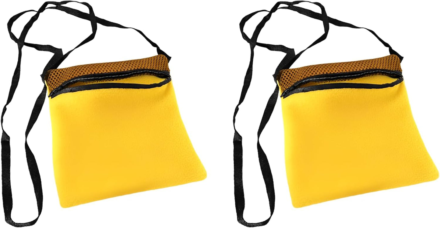 2 Pcs Pet Outgoing Sleeping Bag, Yellow Sugar Glider Bonding Pouch, 6.7 x 6.7 in Hamster Carrier Bag, Breathable Mesh, Soft Flannel for Squirrel, Hedgehog