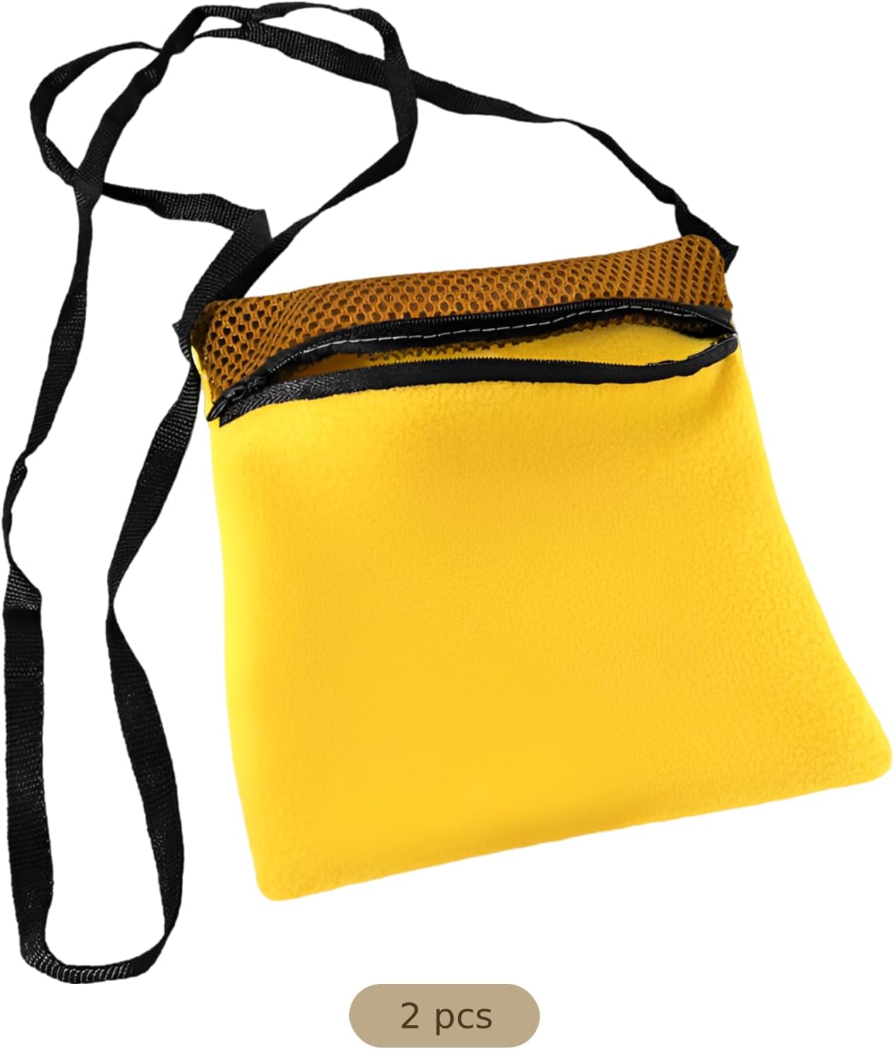 2 Pcs Pet Outgoing Sleeping Bag, Yellow Sugar Glider Bonding Pouch, 6.7 x 6.7 in Hamster Carrier Bag, Breathable Mesh, Soft Flannel for Squirrel, Hedgehog