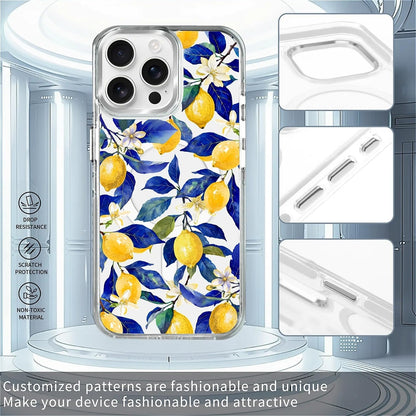 Magnetic for iPhone 15 Pro Case, Compatible with MagSafe, Wireless Slim Clear Aesthetic Shockproof Protective Cover for Women Girl - Watercolor Lemon