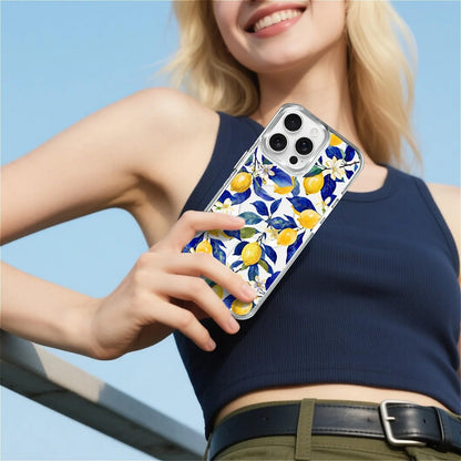 Magnetic for iPhone 15 Pro Case, Compatible with MagSafe, Wireless Slim Clear Aesthetic Shockproof Protective Cover for Women Girl - Watercolor Lemon